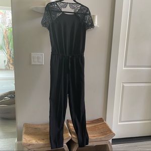 Black Loft jumpsuit with lace sleeves